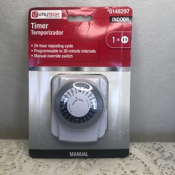 Utilitech Outlet Timer for Indoor Use. Manual. 24 hour repeating cycle - Picture 1 of 6
